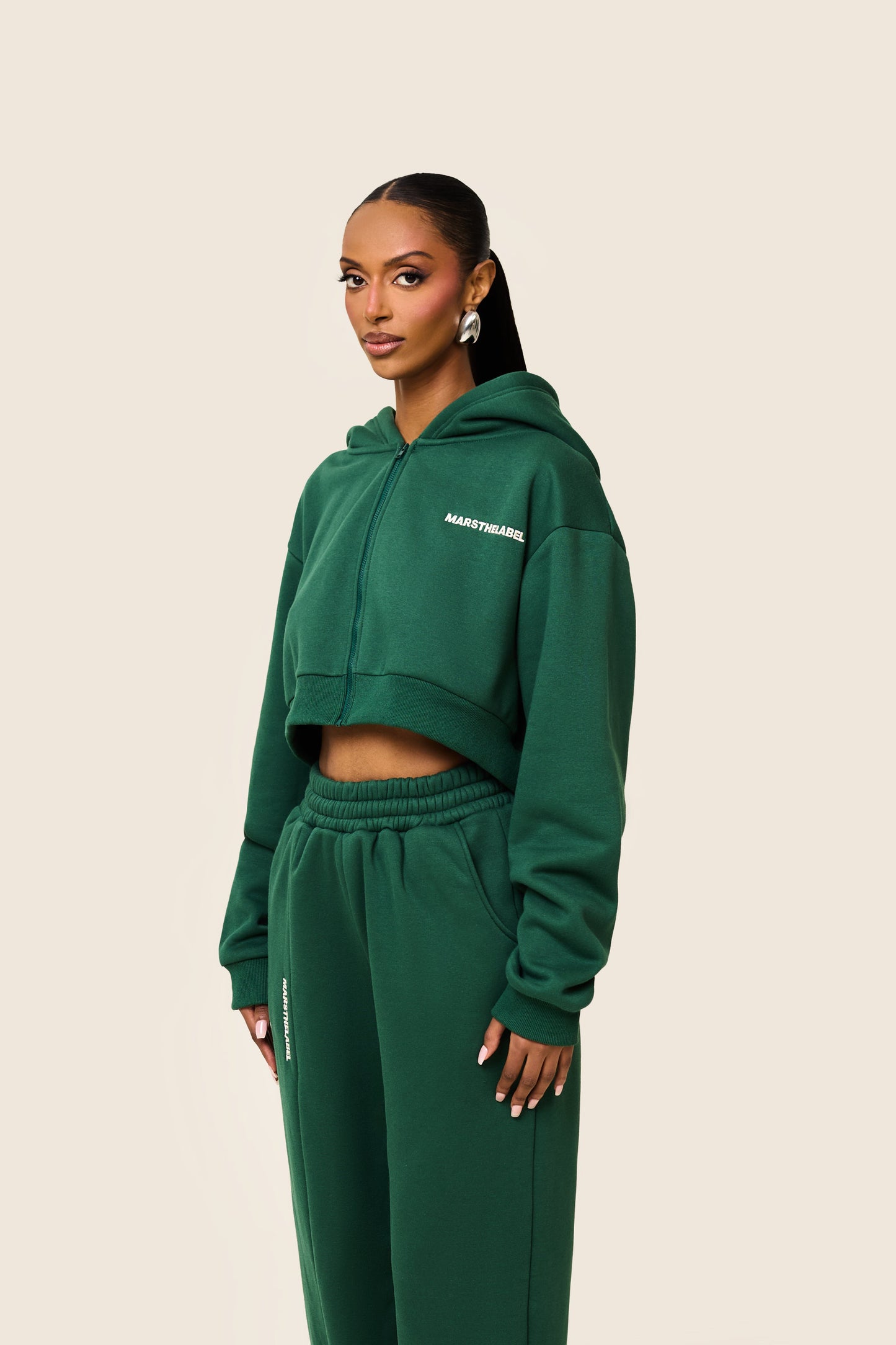 The Essentials Cropped Jacket in Forest Green