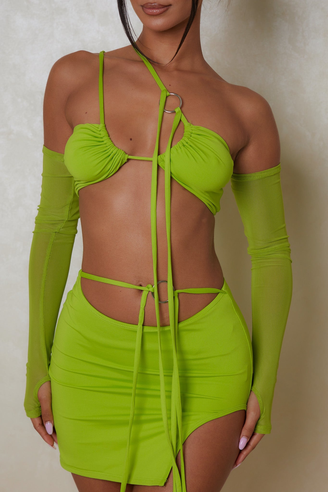 The O Ring Detail Three Piece in Lime
