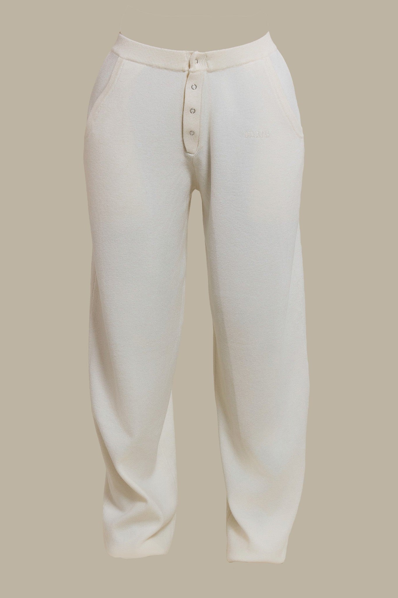 The Knit Button Up Joggers in Cream
