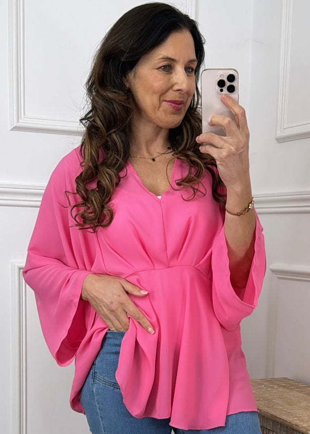 Marissa Pink Cape Sleeve Blouse