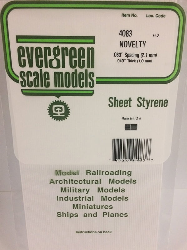 Evergreen Novelty Siding .040", .083" Spacing - Opaque White Polystyrene - #4083