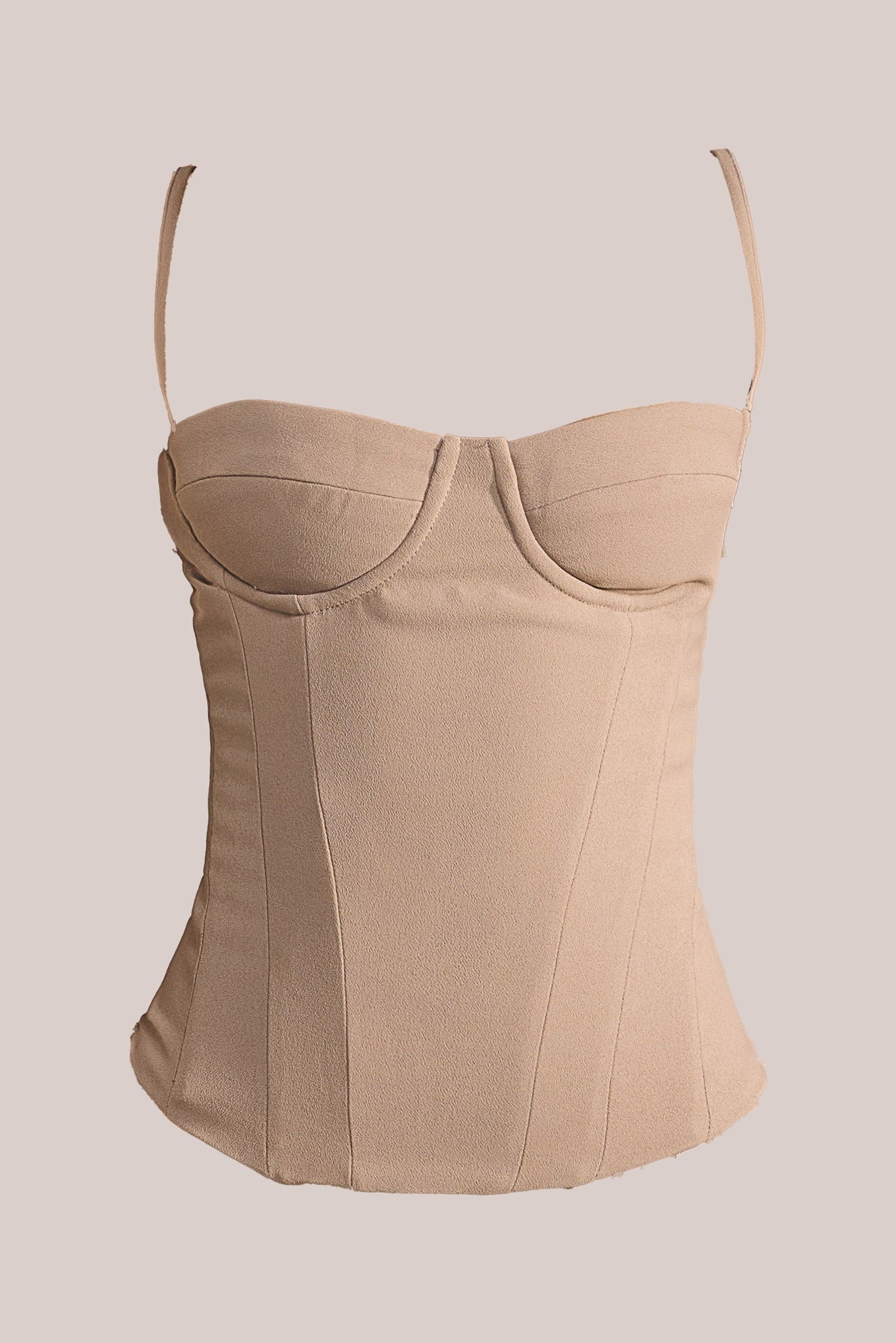 The Everly Lace Up Corset Top in Stone