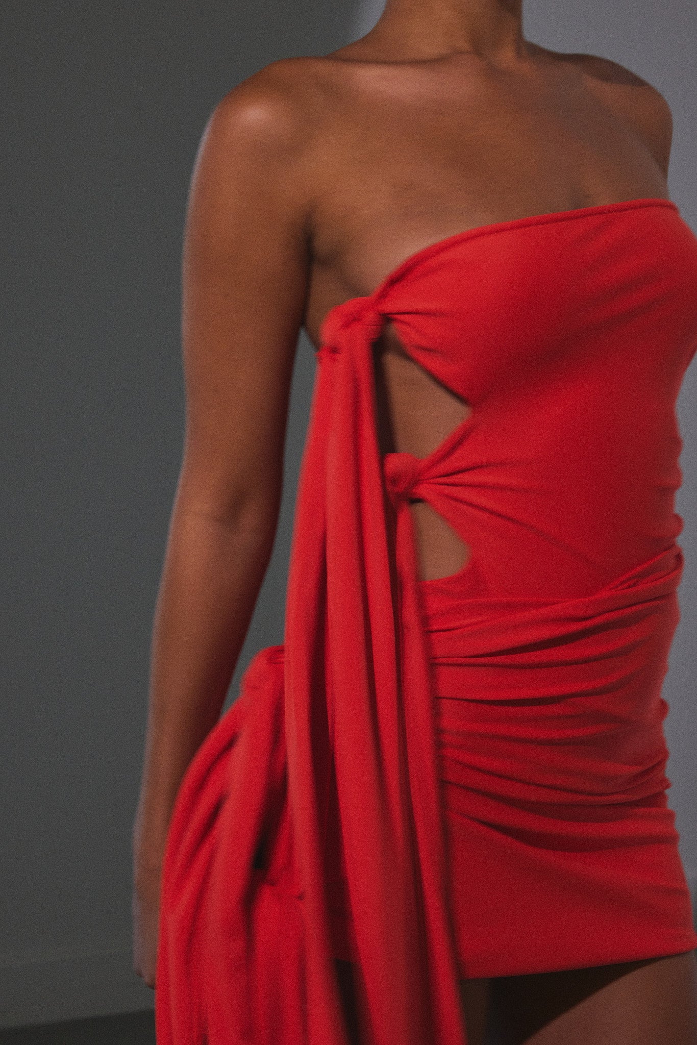 The Tie Skirt Bandeau Set in Orange