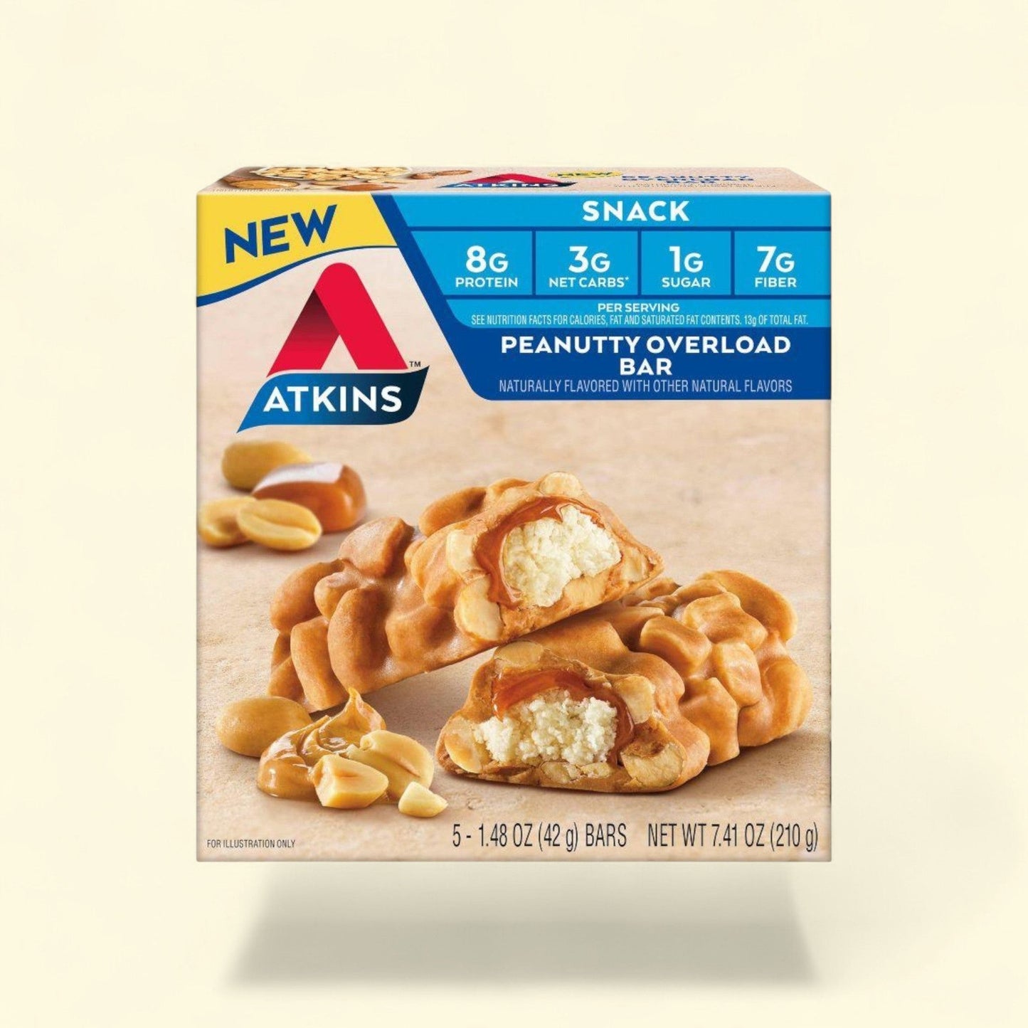 Atkins Peanutty Overload Snack Bars, 7.41oz/5ct