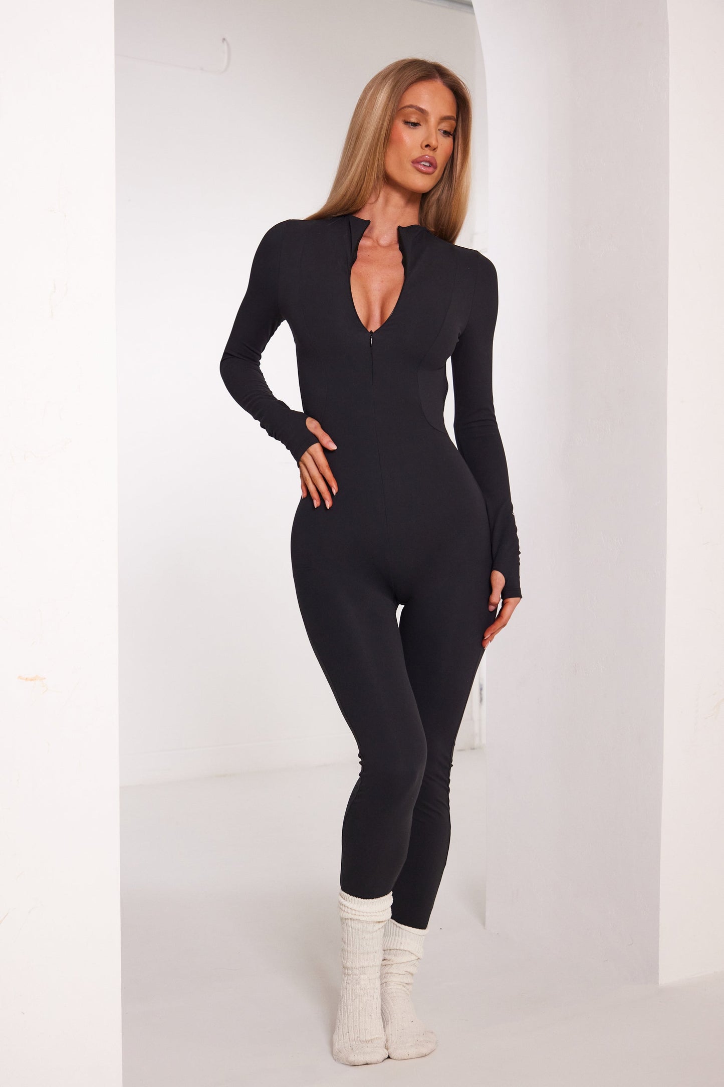 The Sculpt Backless Unitard in Black