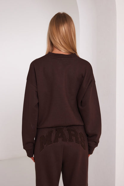 The Mars Varsity Sweatshirt in Chocolate Brown
