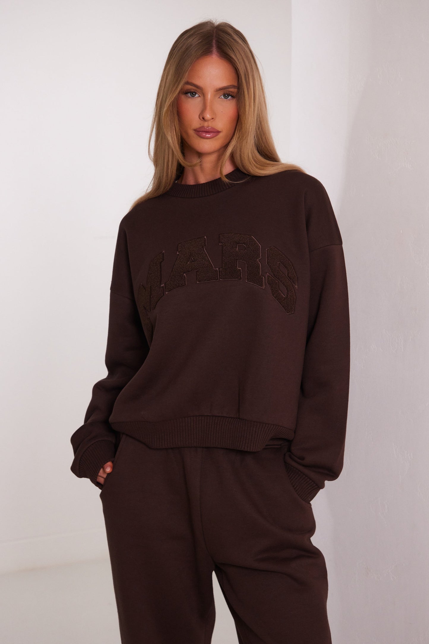 The Mars Varsity Sweatshirt in Chocolate Brown