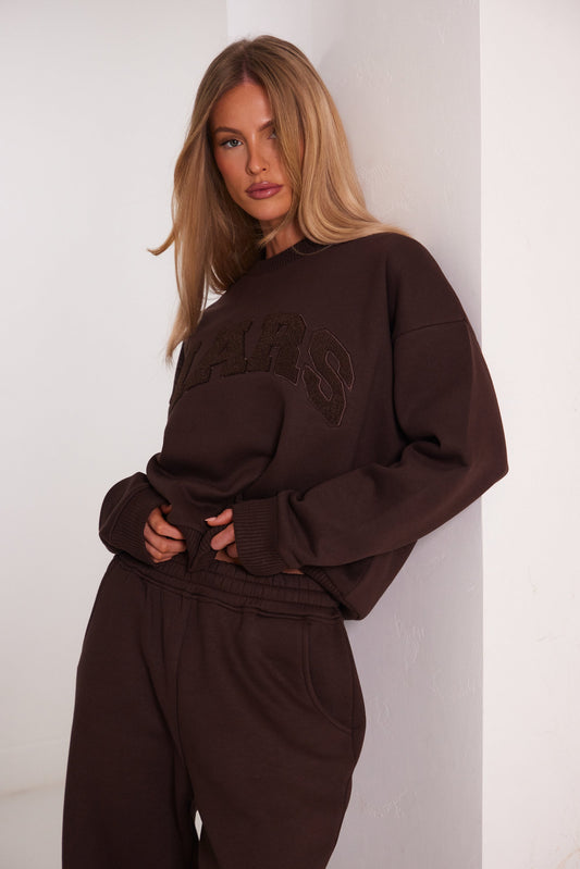 The Mars Varsity Sweatshirt in Chocolate Brown