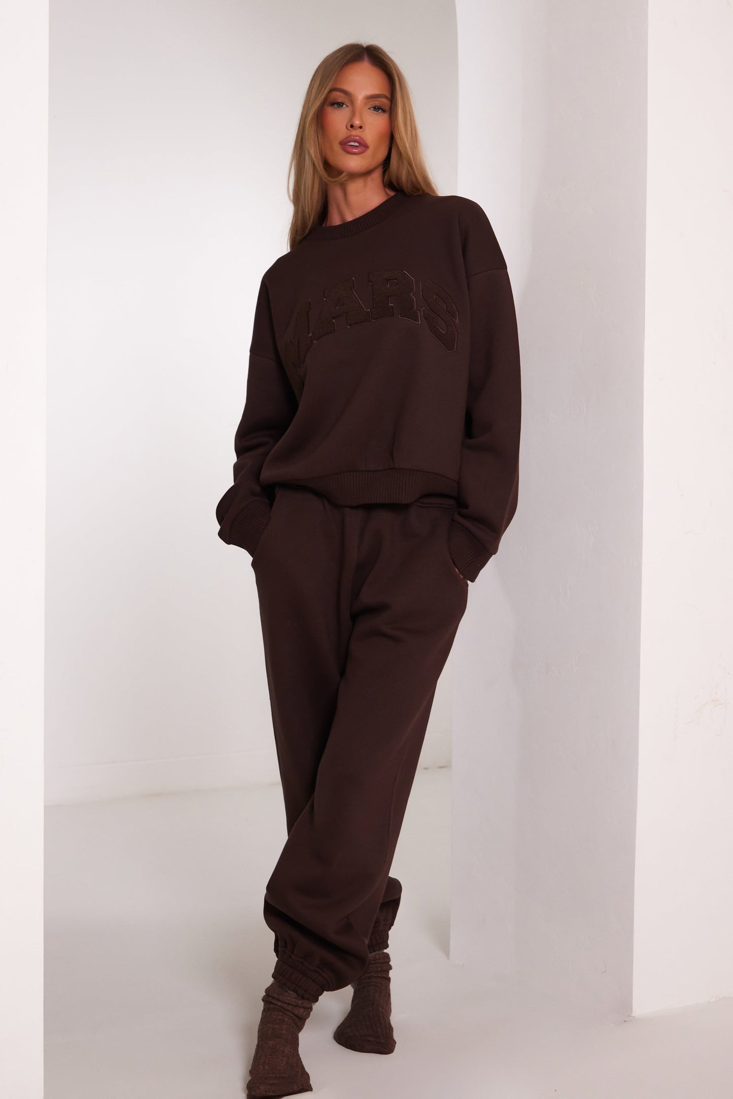 The Mars Varsity Sweatshirt in Chocolate Brown