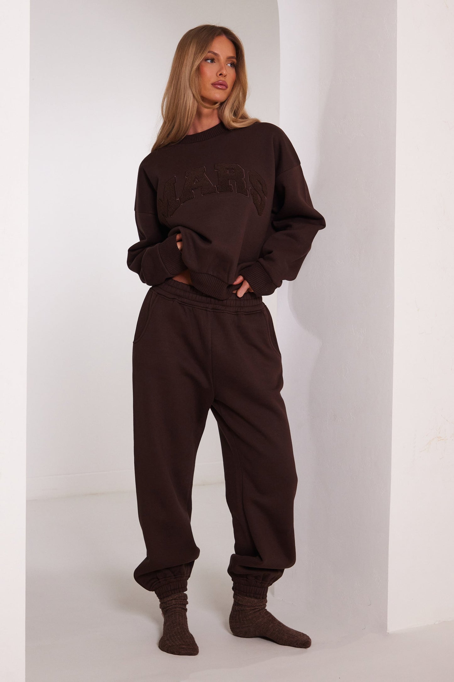 The Mars Varsity Sweatshirt in Chocolate Brown