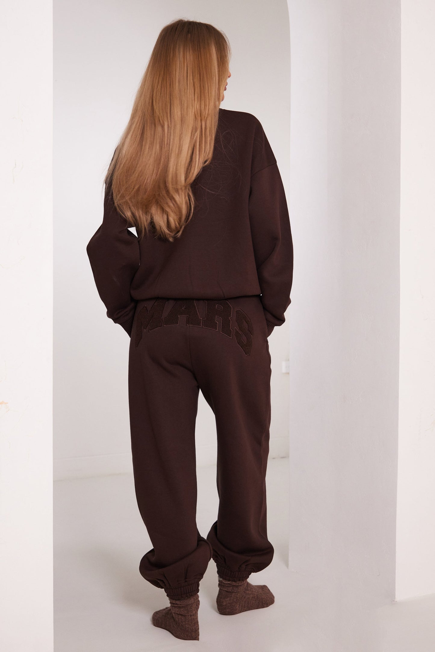 The Mars Varsity Sweatshirt in Chocolate Brown
