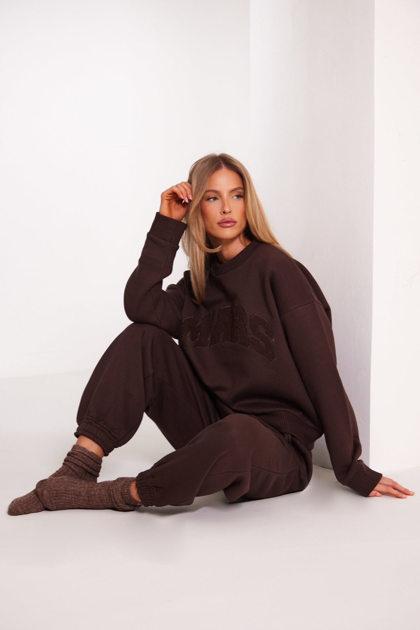 The Mars Varsity Sweatshirt in Chocolate Brown