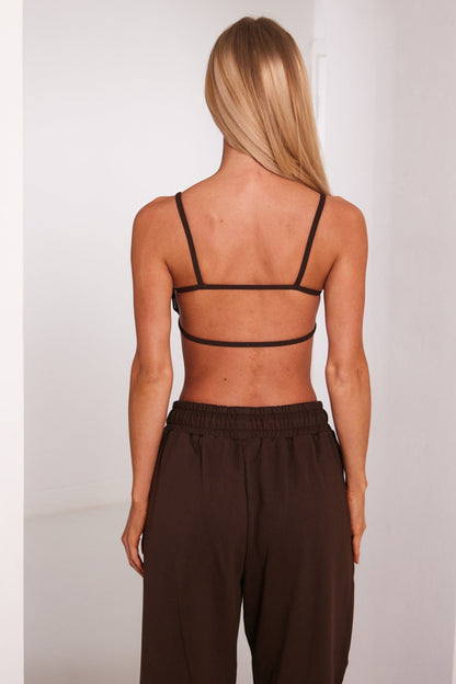 The Double Strap Sculpt Bralet in Brown
