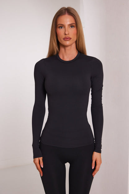 The Sculpt Long Sleeve Tee in Black