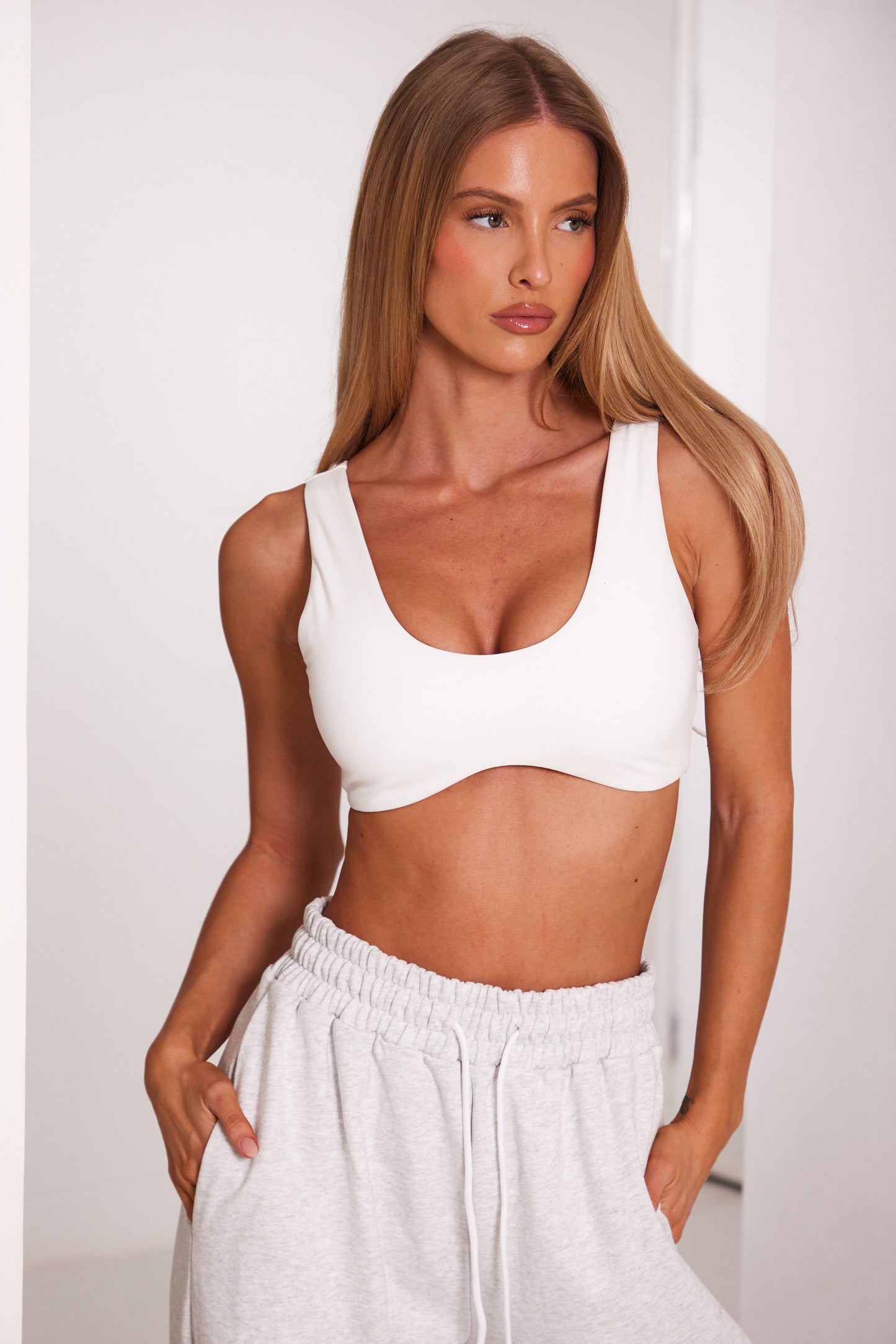 The Scoop Neck Seamless Bralet in White