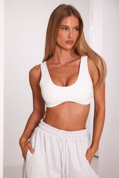 The Scoop Neck Seamless Bralet in White
