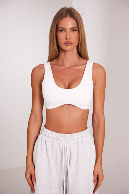 The Scoop Neck Seamless Bralet in White