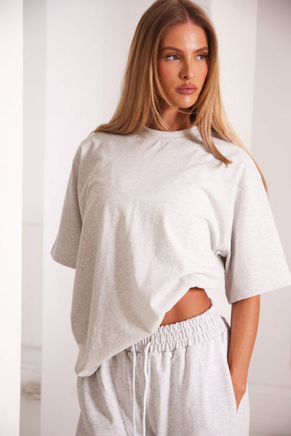 The Short Sleeve Oversized Tee in Light Grey