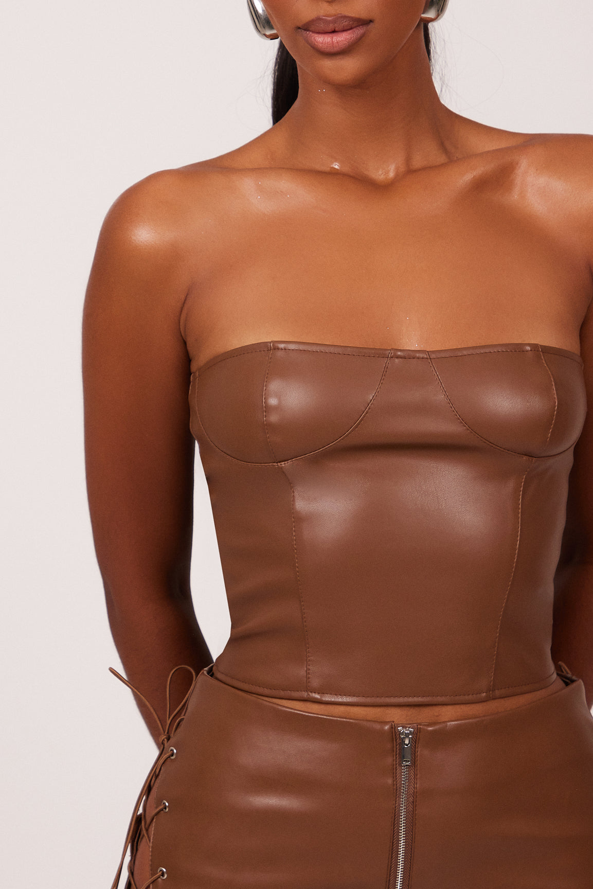 The Leather Cup Corset in Brown