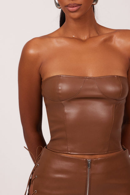 The Leather Cup Corset in Brown