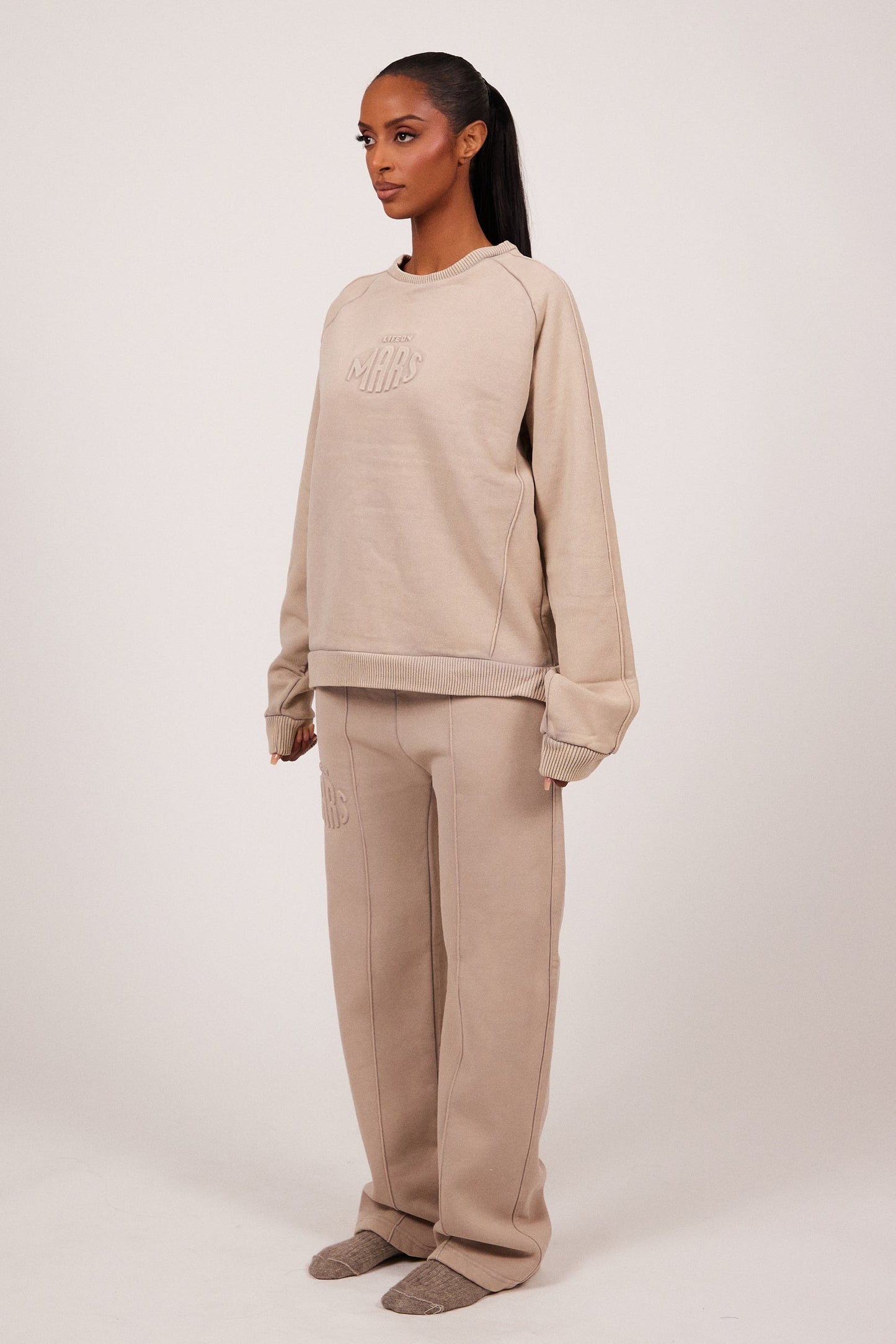 The Embossed Straight Leg Joggers in Stone
