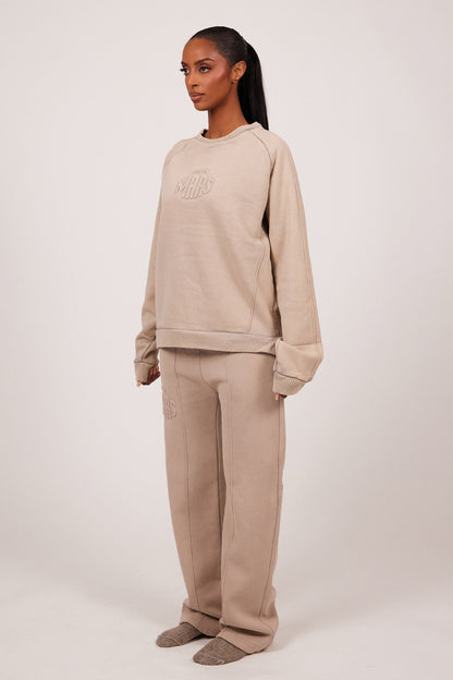 The Embossed Straight Leg Joggers in Stone