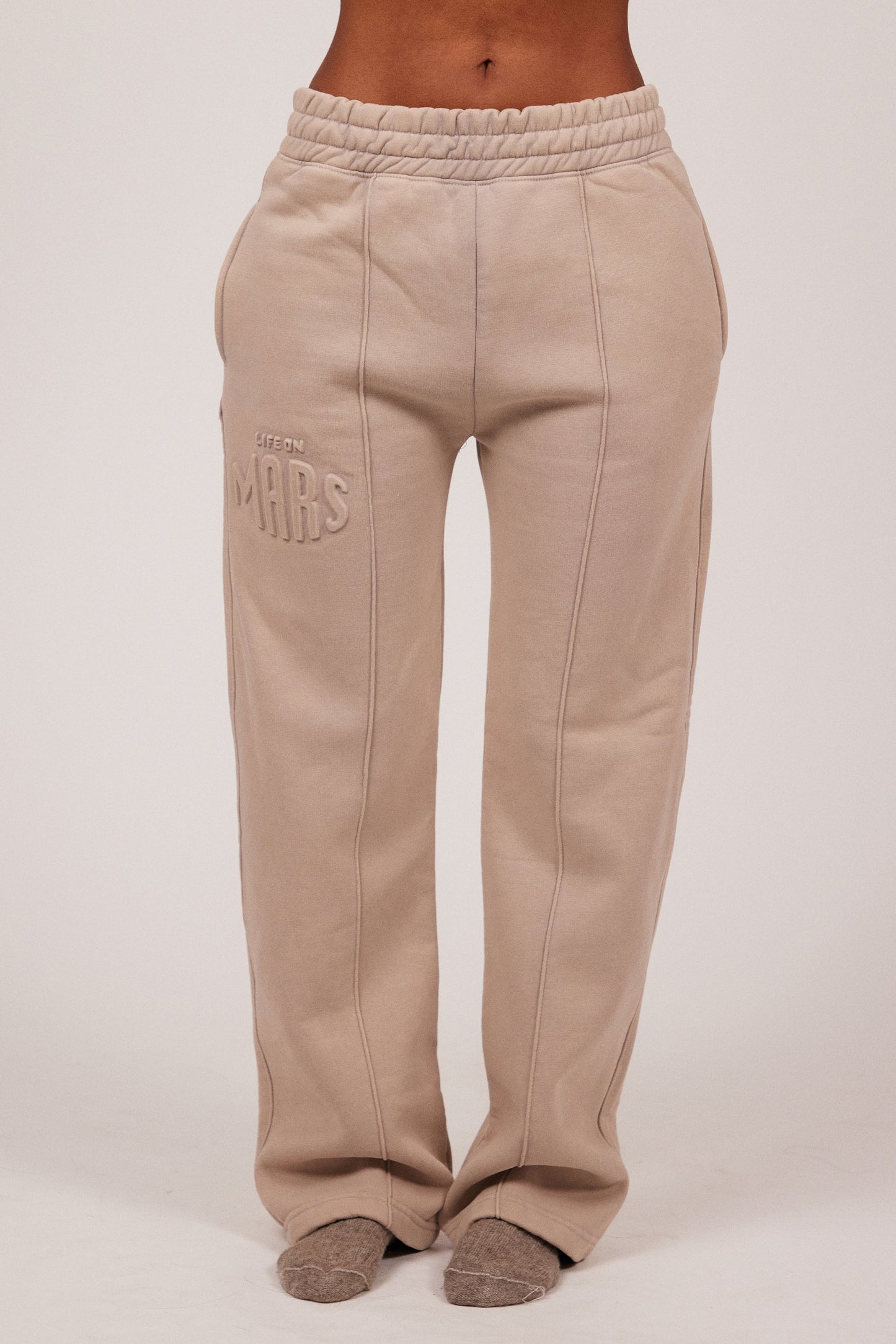 The Embossed Straight Leg Joggers in Stone