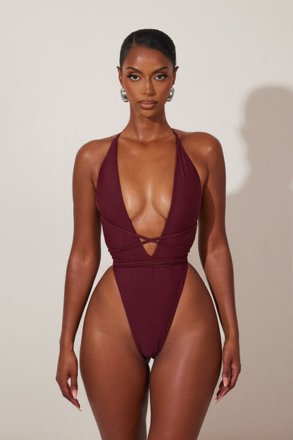 The Fishtail Swimsuit in Wine