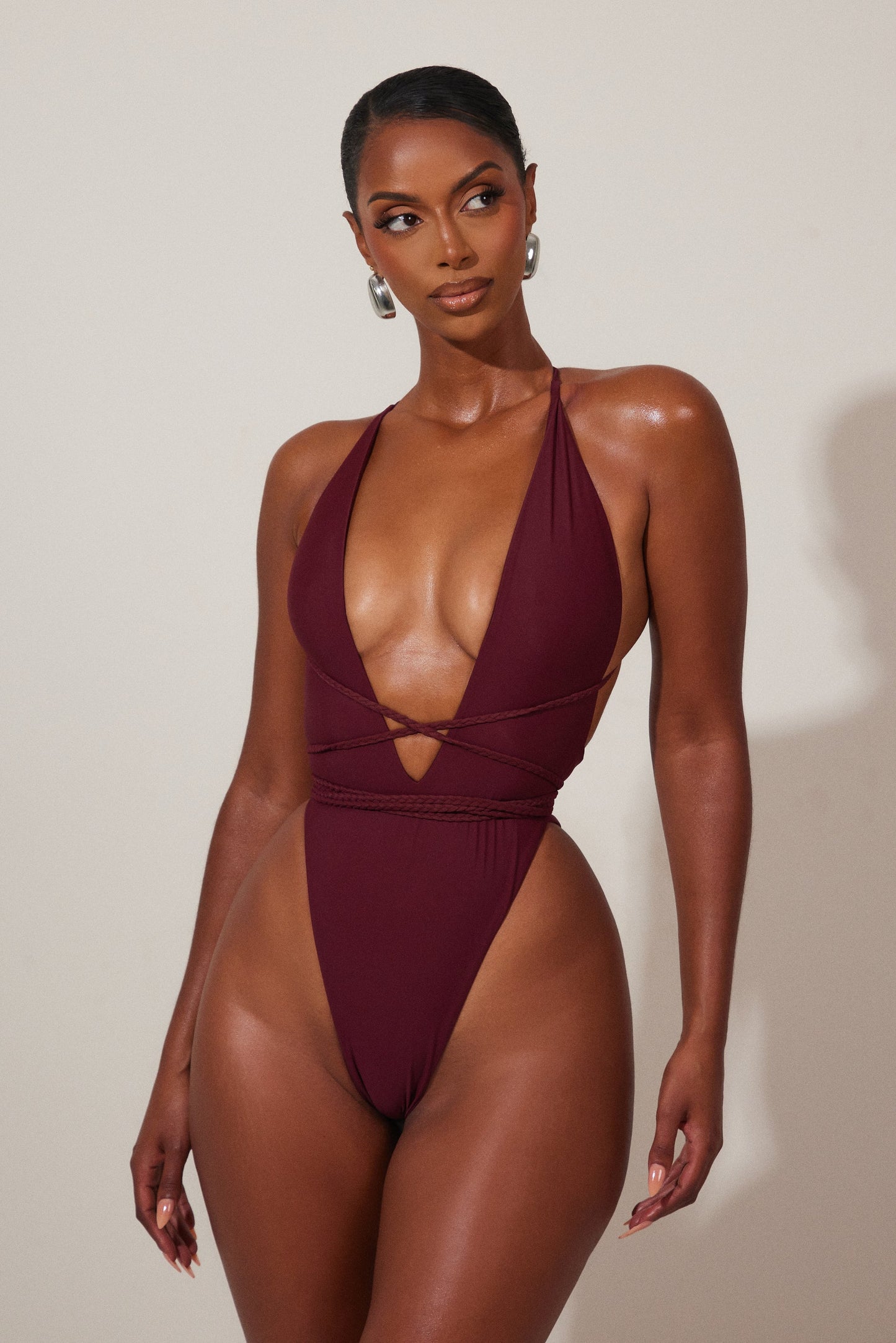The Fishtail Swimsuit in Wine