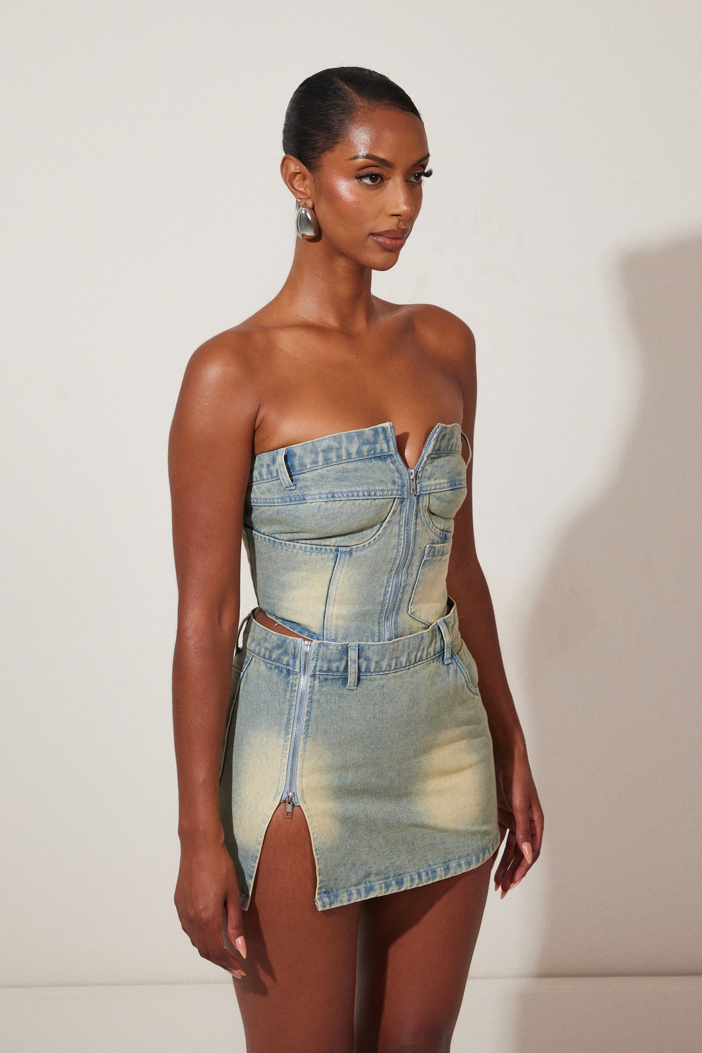 Sora Denim Skirt - Yellow Wash