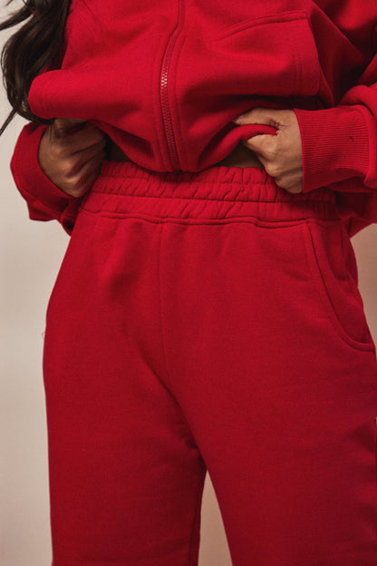 The Graphic Varsity Cuffed Joggers in Red