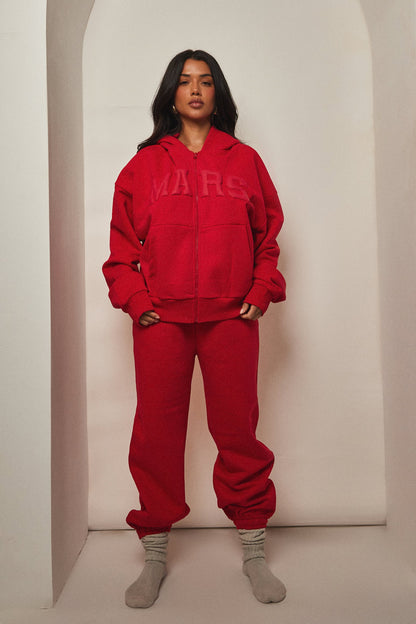 The Graphic Varsity Cuffed Joggers in Red