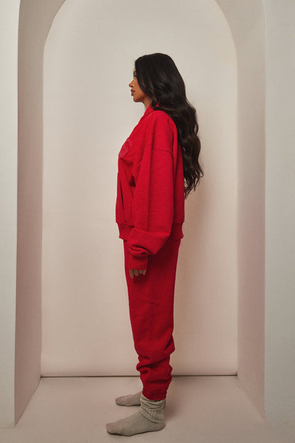 The Graphic Varsity Cuffed Joggers in Red