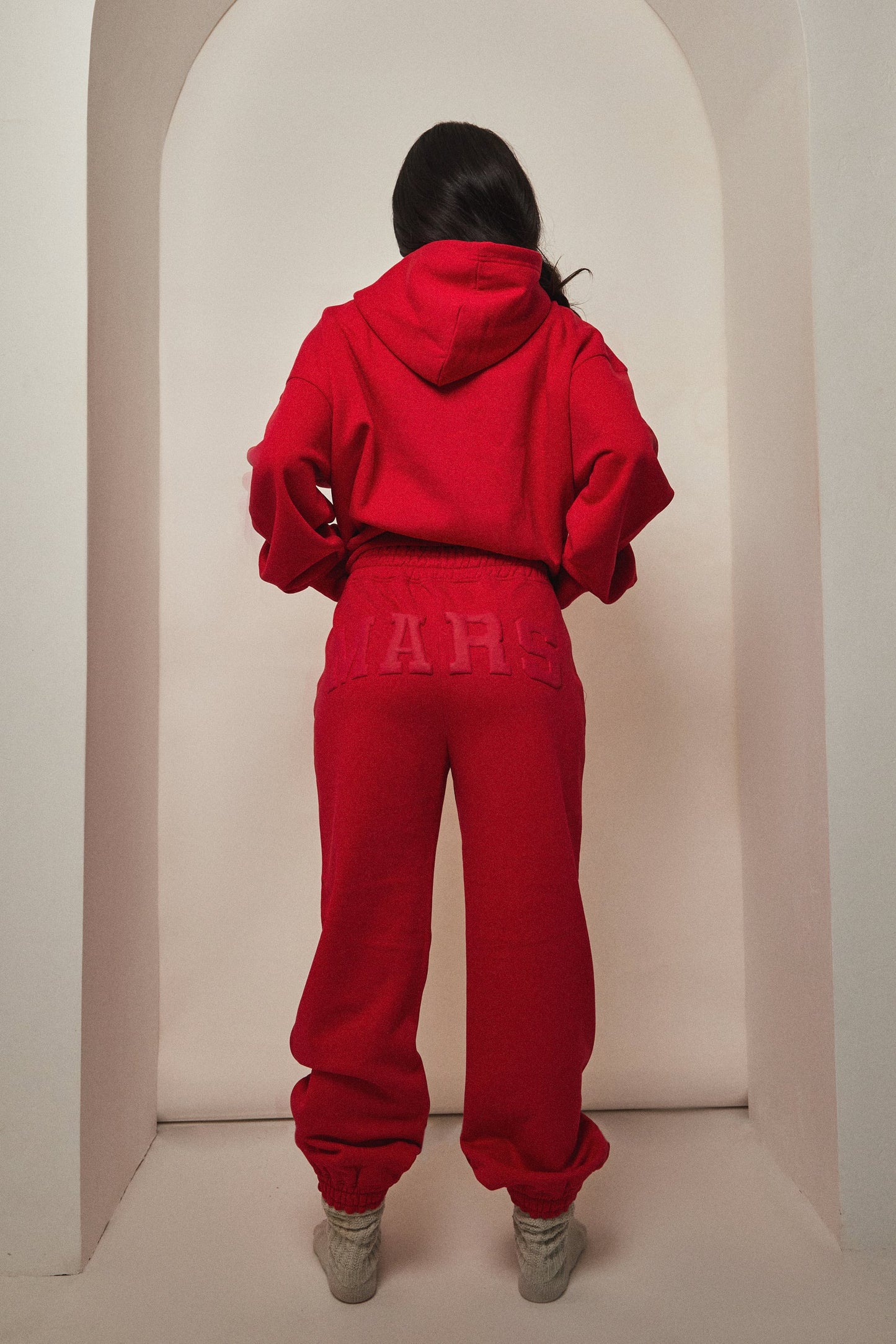 The Graphic Varsity Cuffed Joggers in Red