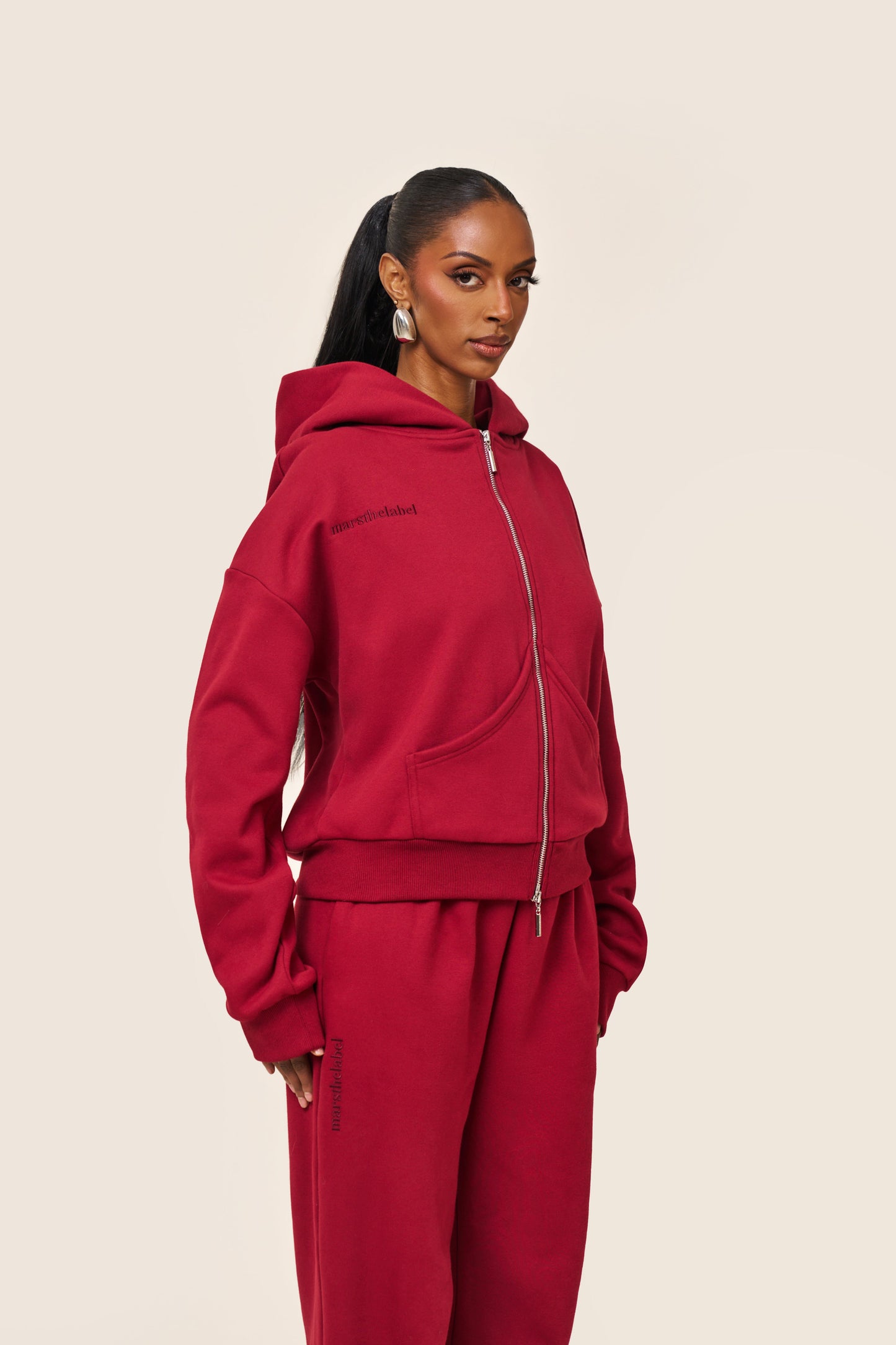 The Classics Longline Zip Jacket in Red