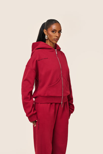 The Classics Longline Zip Jacket in Red