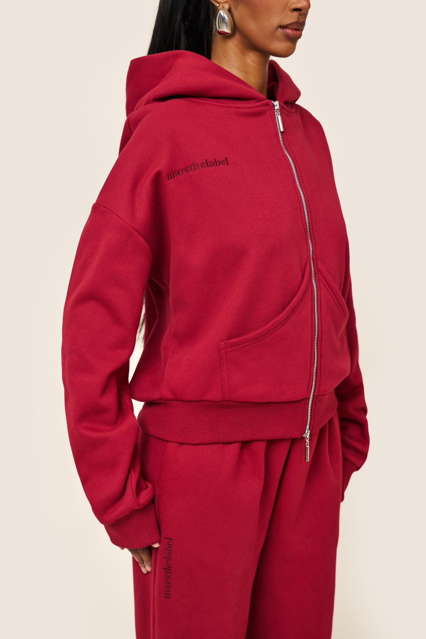 The Classics Longline Zip Jacket in Red