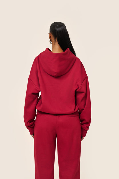 The Classics Longline Zip Jacket in Red