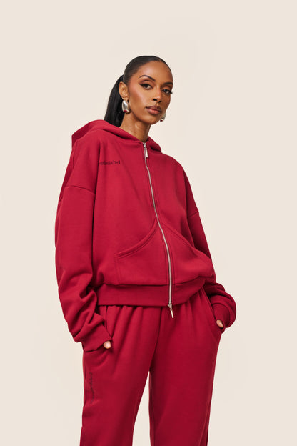 The Classics Longline Zip Jacket in Red