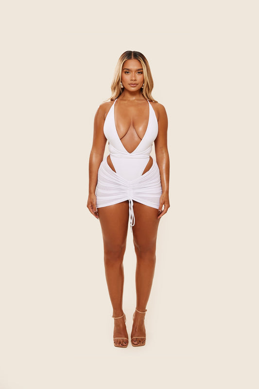 Mesh Cover Up Skirt in White