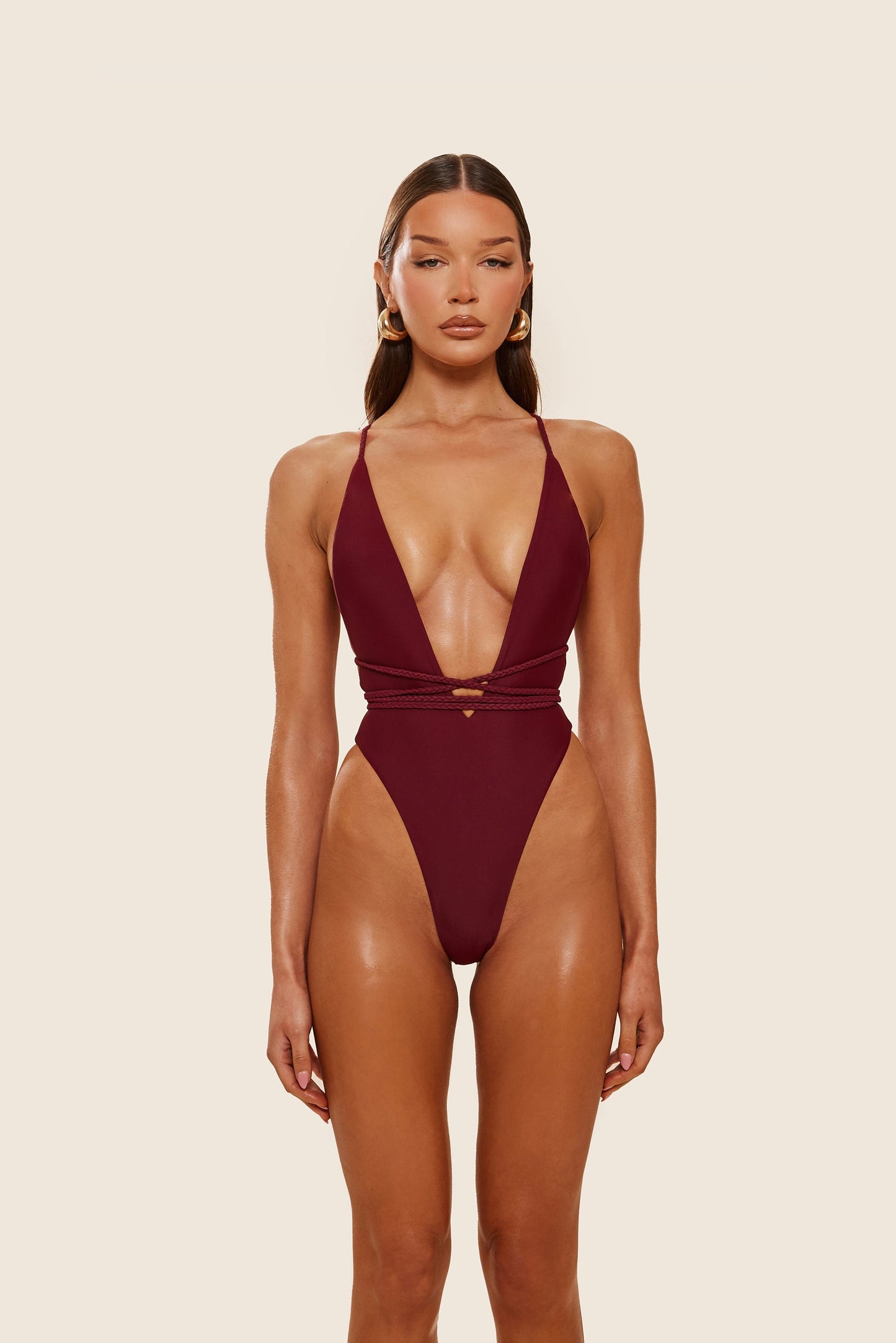The Fishtail Swimsuit in Wine