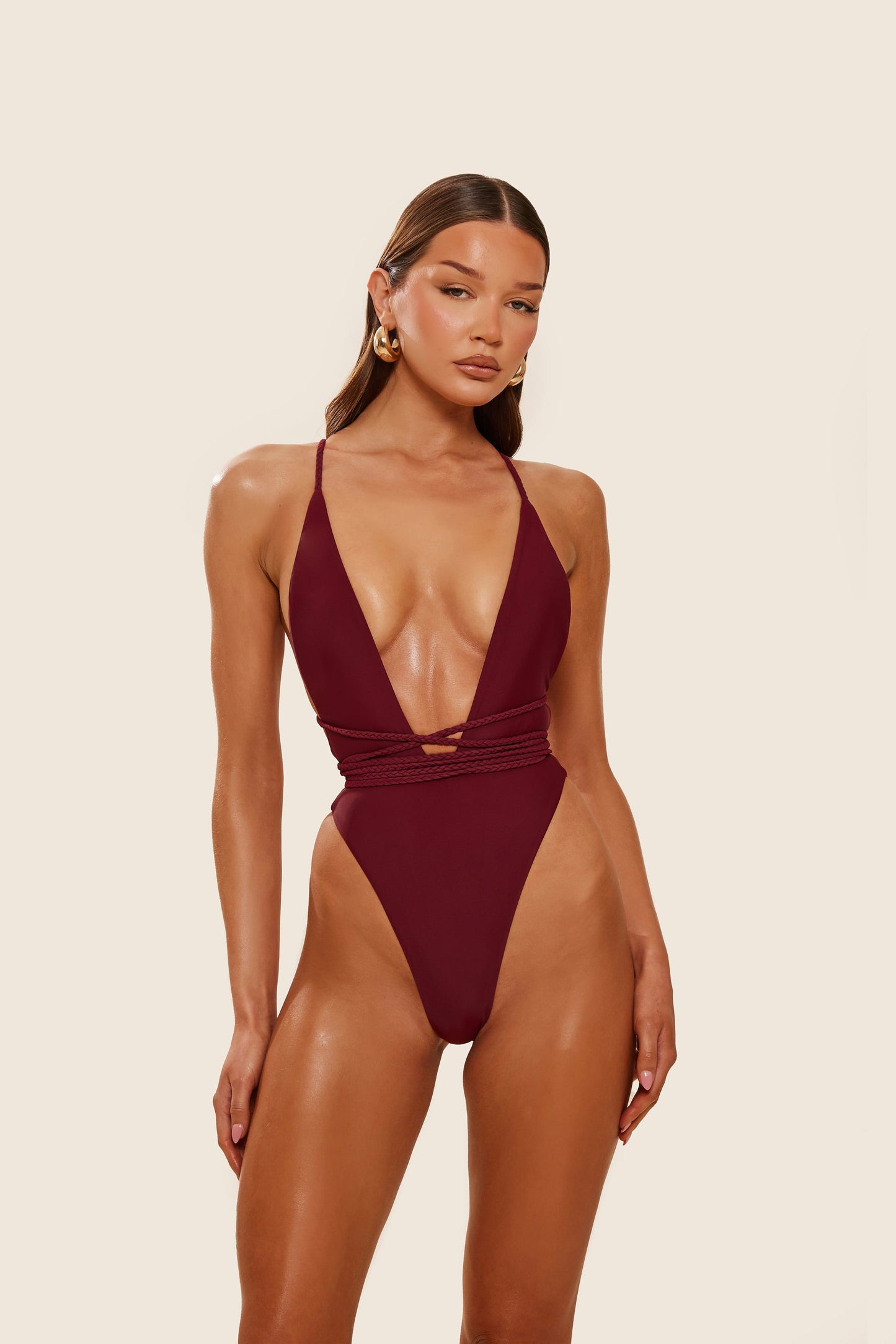 The Fishtail Swimsuit in Wine