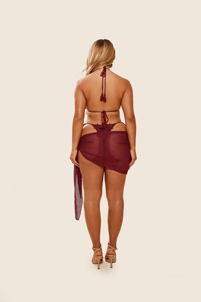 The Crochet Sarong in Wine_
