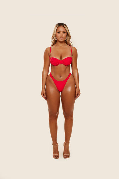 The Ruched Cup Bikini in Red