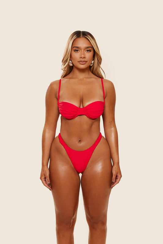 The Ruched Cup Bikini in Red