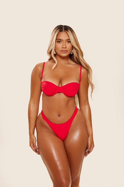 The Ruched Cup Bikini in Red