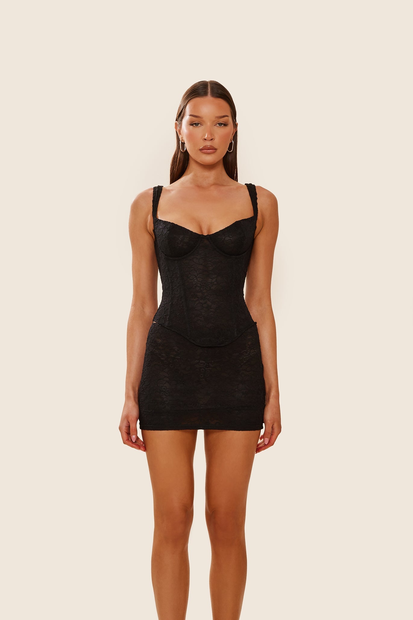 The Cinched Lace Corset in Black