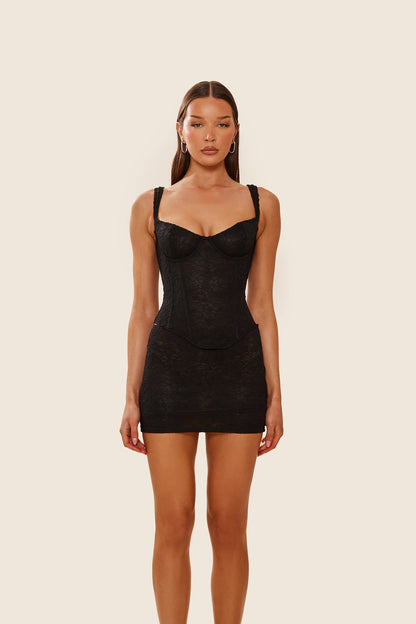 The Cinched Lace Corset in Black