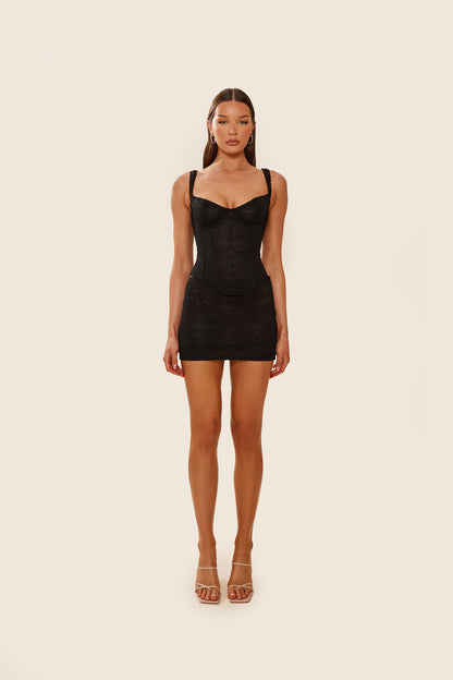 The Cinched Lace Corset in Black