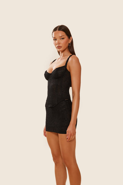 The Cinched Lace Corset in Black